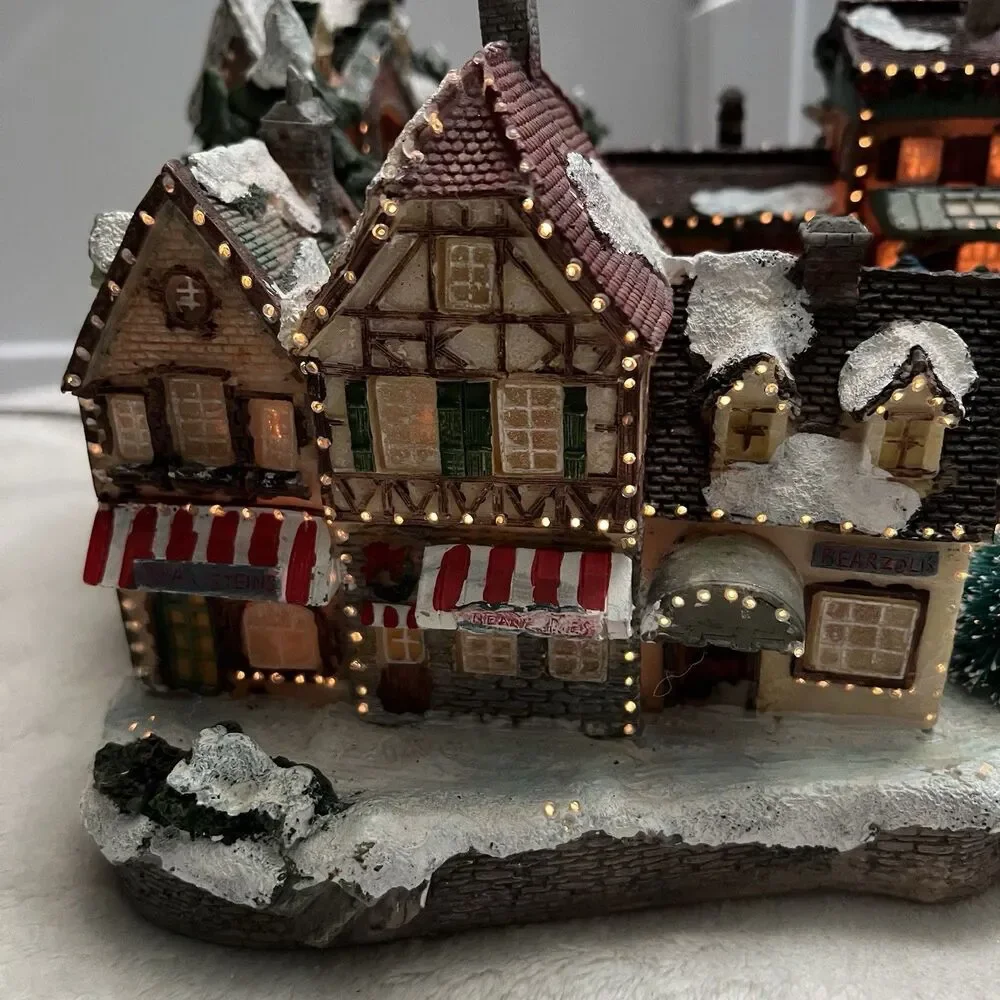 Fiber Optic Christmas Village Light Up Town Scene Vintage Y2K Train Station